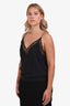Gucci Black Silk Crepe GG Lace Detail Camisole Size M