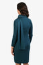 Akris Green Cashmere Silk Blend Long Sleeve Scarf Detail Midi Dress Size 6