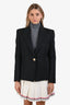 Balmain Black Padded Shoulder Single Gold Button Blazer Size 40