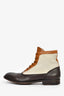 Alexander McQueen Tan Tri-Colour Leather and Suede Ankle Boots Size 41 Mens