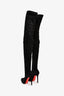 Christian Louboutin Black Suede Thigh High Heeled Boots Size 38