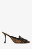 Roger Vivier Black/Brown Leopard Print Square Buckle Mules Size 38.5
