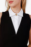 Christian Dior Black/White Wool Sleeveless Midi Dress with Spread Collar Size 4