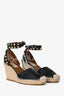 Valentino Black Leather Rockstud Espadrille Wedges Size 36