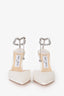 Jimmy Choo Ivory Satin Crystal Strap 'Saeda 100' Heels Size 36