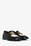 Pre-loved Chanel™ Black/White Brushed Leather CC Logo Loafers Size 38C