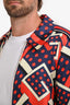 Gucci Blue/Red Silk 'G Dot' Zip-Up Windbreaker Size L Men's