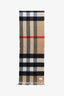 Burberry Brown/Black Check Cashmere Fringe Scarf