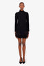 Louis Vuitton Black Wool Turtleneck Feather Trim Mini Dress Size S