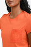 Hermès Orange Cotton Embroidered Pocket T-Shirt Size 34