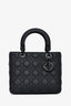 Christian Dior 2019 So Black Ultramatte Cannage Calfskin Medium Lady Top Handle with Strap