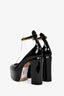 Valentino Black Patent Platform Ankle Strap 'Tan-Go' Heels Size 36.5