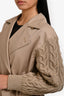 Max Mara Beige Trench Coat with Wool Cable Knit Sleeves and Belt Size 0 US