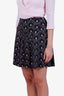 Prada Black/Purple Patterned Midi Skirt Size 36