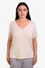 Theory Cream Cotton Blend V-Neck T-Shirt Size XL