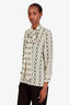 Gucci White Silk Web Kisses Blouse Size 40