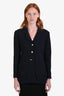 Pre-loved Chanel™ 1990s Navy Wool Long Blazer Jacket Size 40