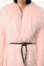 Self-Portrait Light Pink Shearling Maxi Grizzly Coat Size L