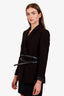 Ba&sh Purple/Black Patterned Single Breasted Blazer With Belt Size 2