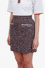 Maje Red/Blue Tweed Zip Up Mini Skirt Size 36