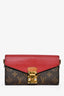 Louis Vuitton Red Leather and Monogram Canvas Pallas Wallet On Chain