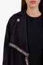 Pre-loved Chanel™ Navy Tweed Chain Trimmed Coat Size 36
