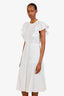 Chloe White Cotton Ruffled Midi Dress Size 36