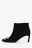 Roger Vivier Black Sueded Leather Buckle Embellished Ankle Boots Size 36.5