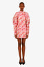 Rotate Birger Christensen Pink/White Floral Puff-Sleeve Dress Size 38