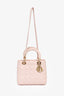 Christian Dior 2014 Pink Leather Lady Dior Top Handle Bag with Strap