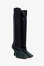Jimmy Choo Black/Green Snake Embossed Leather Myka 85mm Leather Boots Size 36.5