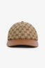 Gucci Beige GG Monogram Canvas Leather Baseball Hat Size L