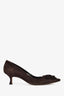 Manolo Blahnik Brown Suede Flower Appliqué Kitten Heel Size 39