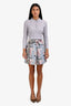 Zimmermann Blue Leaf Print Linen Belted Mini Skirt Size 0