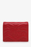 Gucci Red Chevron Leather GG Marmont Card Case Wallet