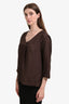 Massimo Alba Brown Silk V-Neck 3/4 Sleeve Blouse Size Large