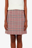 Akris Punto Beige/Multicolour Plaid Tweed Knee Length Pocket Detail Skirt Size 8