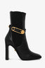 Versace Black Leather Gold-Tone Medusa Safety Pin High Block Heel Boots Size 37.5