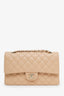 Pre-loved Chanel™ 2018-19 Beige Caviar Leather Quilted Medium Double Flap Bag