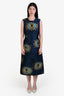 Fendi Navy Blue/Yellow Heart Detail Sleeveless Cocktail Dress Size 6