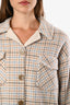 Sandro Beige/Multicolour Wool Blend Check Fringe Detail Jacket Size 40