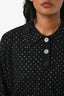 Sandro Black Rhinestones Wool Blend Cropped Polo Shirt Size 0