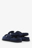Pre-loved Chanel™ Blue Velvet Velcro CC Dad Sandals Size 39