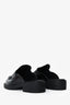 Prada Black Brushed Leather Triangle Logo Mules Size 35.5
