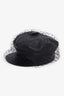 Christian Dior Black Leather Fish Net Newsboy Hat Size 58