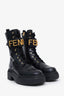 Fendi Black Leather Logo Combat Boots Size 39