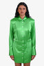 Frame Green Silk Strong Shoulder Mini Dress Size XS
