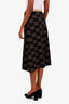 Jupe midi Gucci en laine noire/dorée à logo GG, taille L