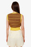 Miu Miu Yellow/Brown Wool Striped Border Logo Knit Vest Size 36