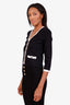 Maje Black/White Knit Scalloped Edge Hem Cardigan Size 1
